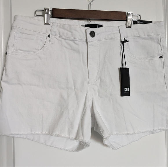 Kut From the Kloth Gidget Fray Shorts Size 14 White NWT - Picture 2 of 5